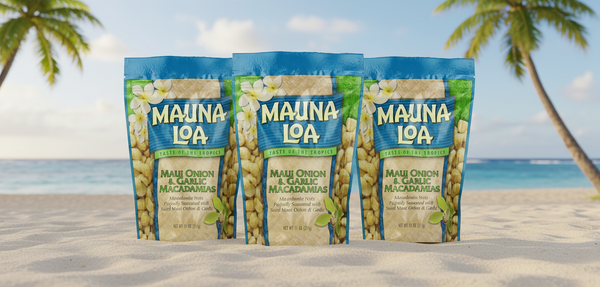 Mauna Loa Maui Onion & Garlic Macadamia Nuts (3 Pack) - 10oz Bags | Premium Roasted Hawaiian Snack