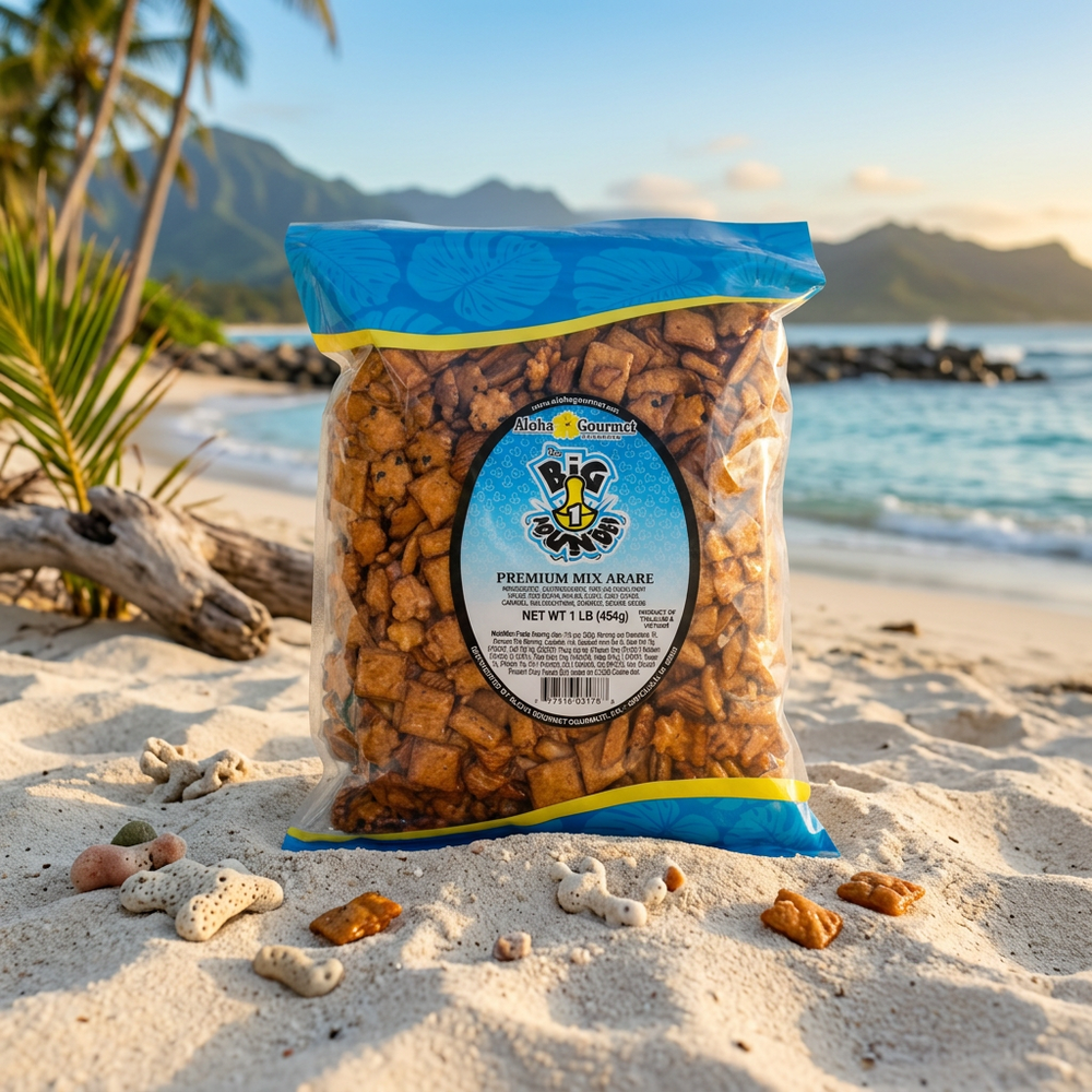 Aloha Gourmet Premium Mix Arare, Da Big Pounder Rice Crackers, 1 Bag