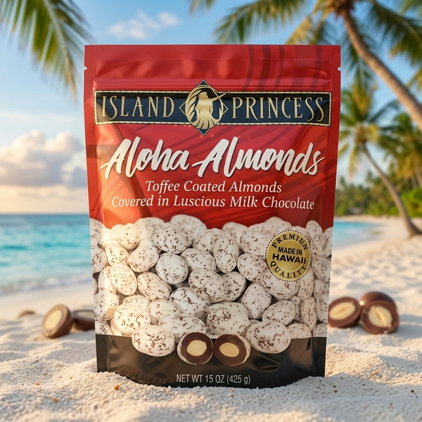 Island Princess Aloha Almonds, Toffee Milk Chocolate Covered, 15 oz