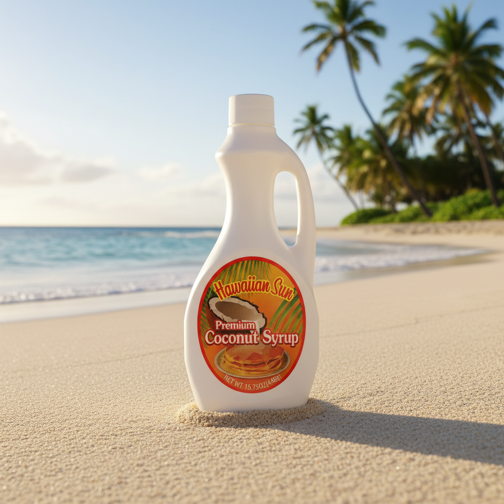 Hawaiian Sun Premium Coconut Syrup - Authentic Island-Crafted Tropical Topping (11.5oz)
