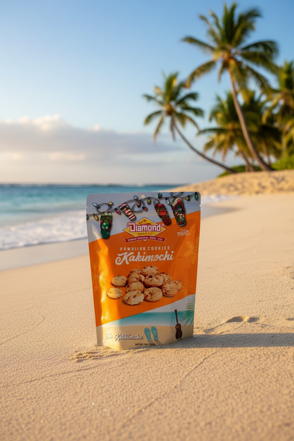 Diamond Bakery Holiday Hawaiian Cookies with Kakimochi - 13oz Resealable Bag - Authentic Island Crafted Sweets