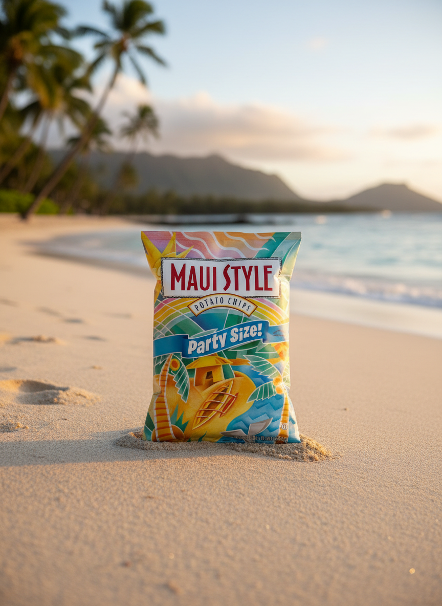 Maui Style Potato Chips Regular Party Size, 16 oz - Authentic Island-Crafted Crunch