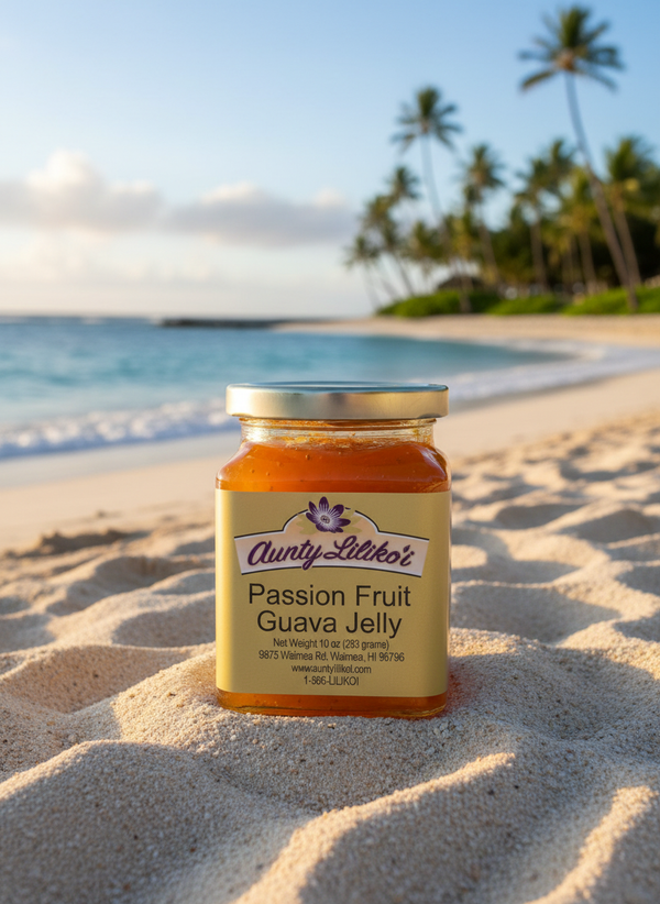 Aunty Lilikoi Passion Fruit Guava Jelly - Authentic Island-Crafted Tropical Spread from Kauai - 10 oz