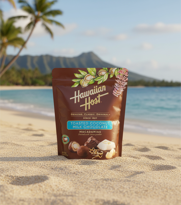 Hawaiian Host Toasted Coconut Milk Chocolate Macadamias - Vegan & Dairy-Free Cocoa Dusted Treats (20oz)