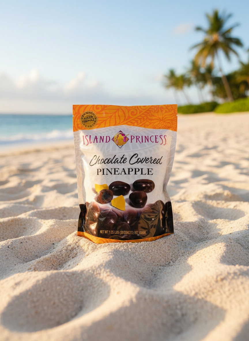 Island Princess Premium Chocolate Covered Pineapple - Gourmet Island-Crafted Treat - 1.25 lb Bag