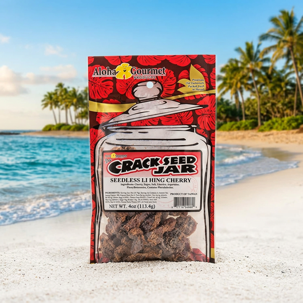 Da Crack Seed Jar Seedless Li Hing Cherry, Authentic Hawaiian Snack, 5 oz