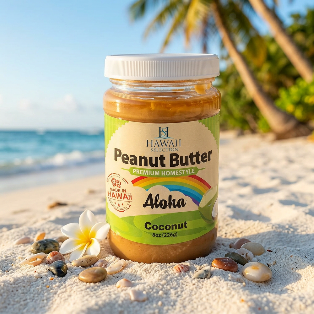 Hawaii Selection Coconut Peanut Butter, Premium Homestyle, 8oz