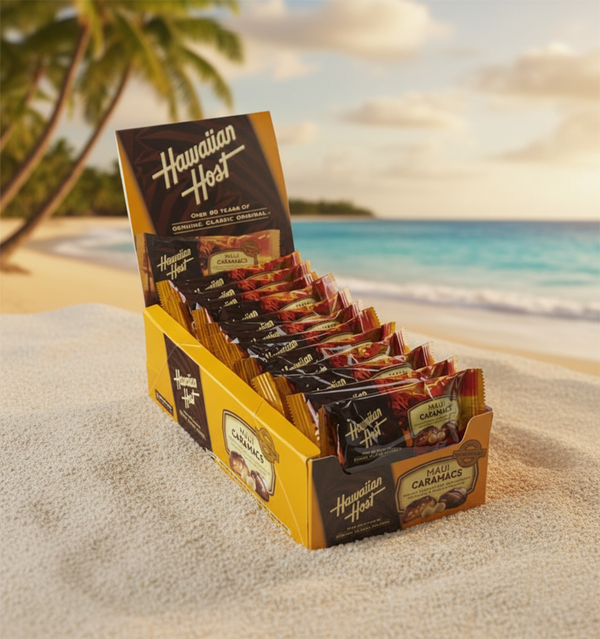 Hawaiian Host Caramacs - Premium Milk Chocolate, Caramel & Macadamia Nut 2-Piece Boxes