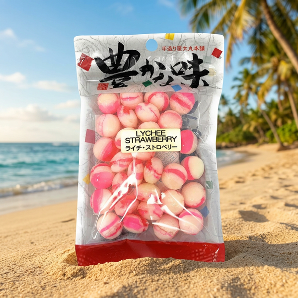 Daimaru Lychee Strawberry Japanese Hard Candy, Handcrafted, 3.6 oz
