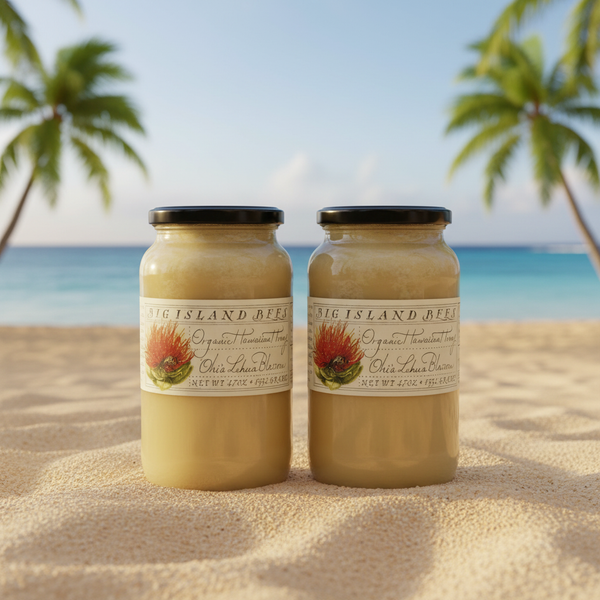 Big Island Bees Organic Raw Ohia Lehua Honey (2-Pack, 47 oz Glass Jars) — ✈️ Arrives in 2 Days — FREE