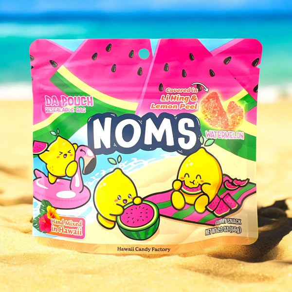 NOMS Watermelon Li Hing Lemon Peel Gummy Snacks – Hand-Mixed Hawaii Island Style Sweet & Sour Treats
