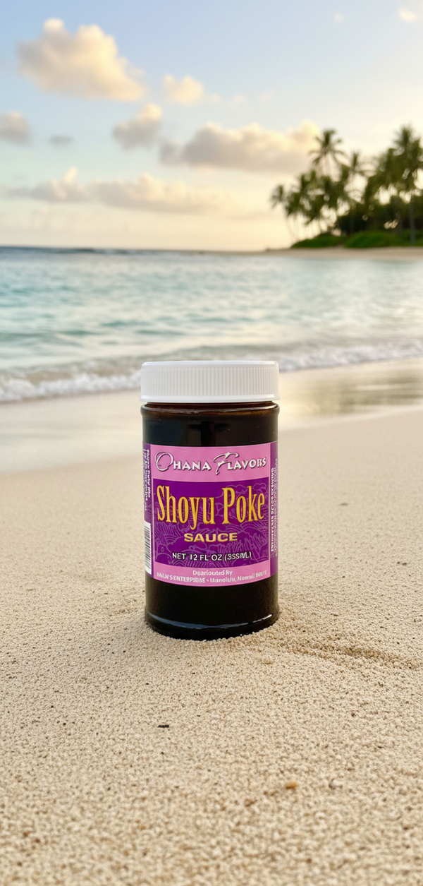 Ohana Flavors Authentic Hawaiian Poke Sauce - Premium Shoyu Marinade for Ahi & Seafood (12 fl oz)