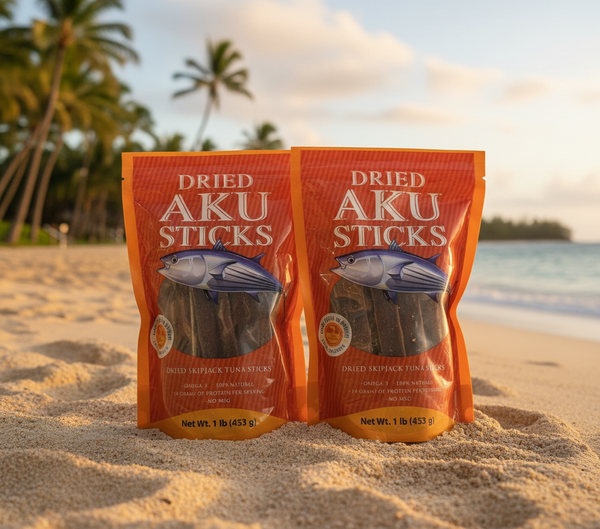 Punahele Hawaii Style Dried Aku (Tuna) Sticks - Authentic Island Pupu - 1lb Bag (2 Pack)