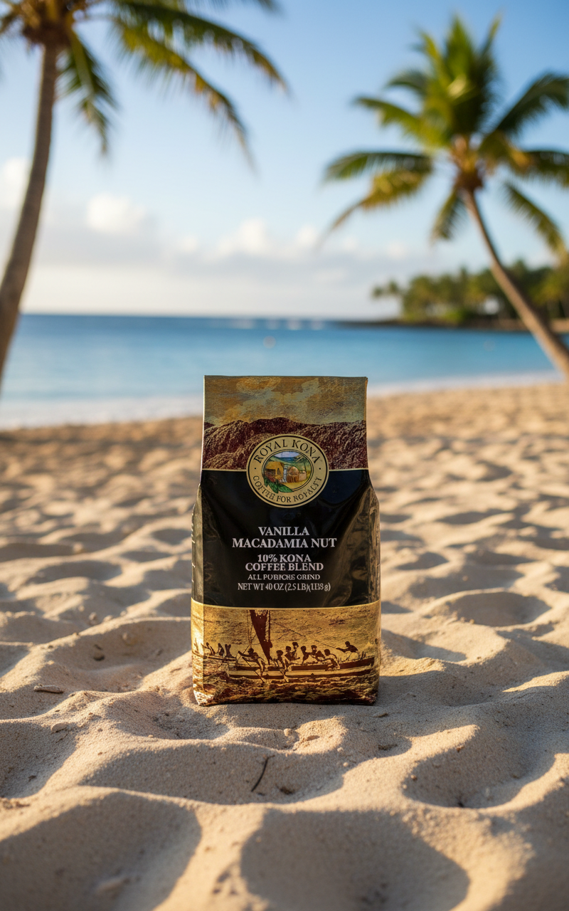 Royal Kona Vanilla Macadamia Nut 10% Kona Coffee Blend - 40oz Ground