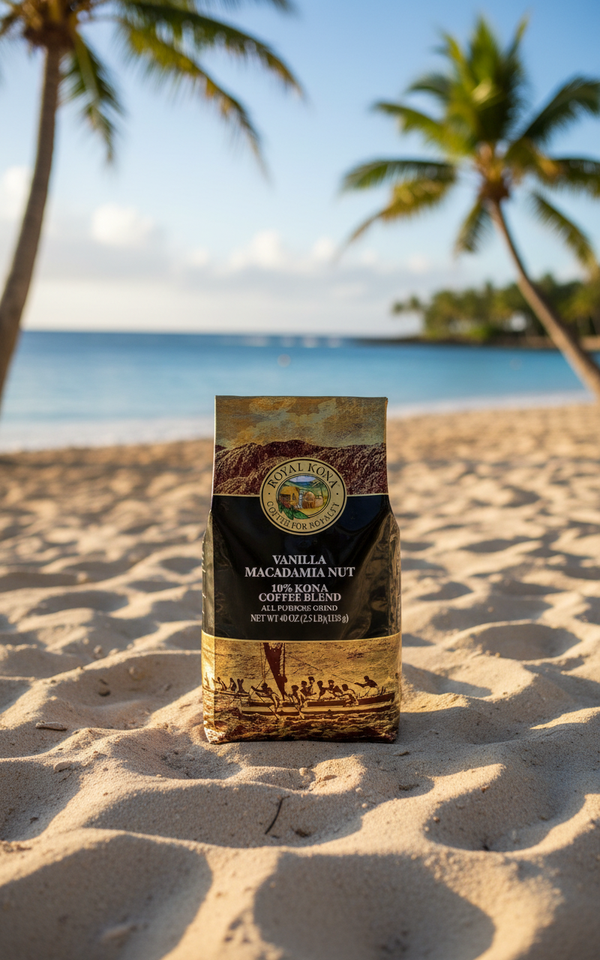 Royal Kona Vanilla Macadamia Nut 10% Kona Coffee Blend - 40oz Ground
