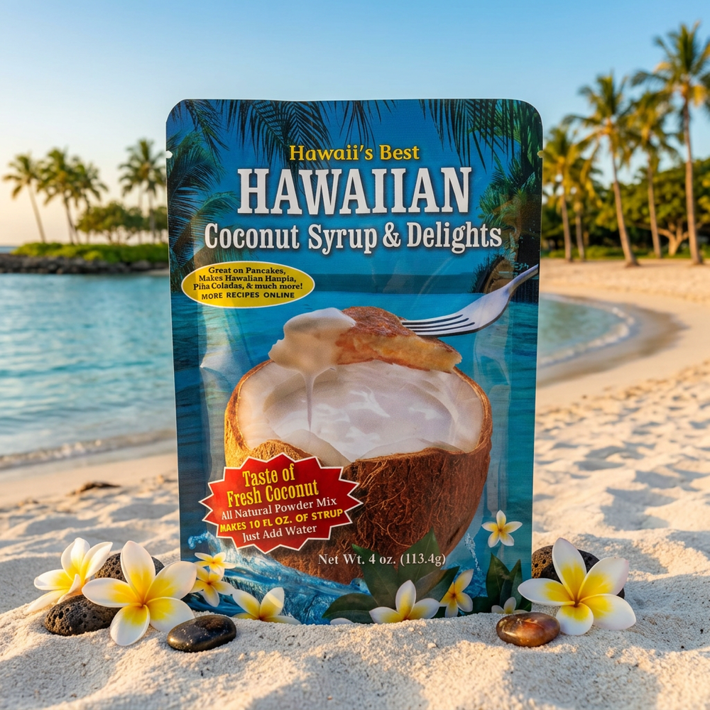 Kauai Tropical Syrup Hawaiian Coconut Syrup, All Natural, 4 oz