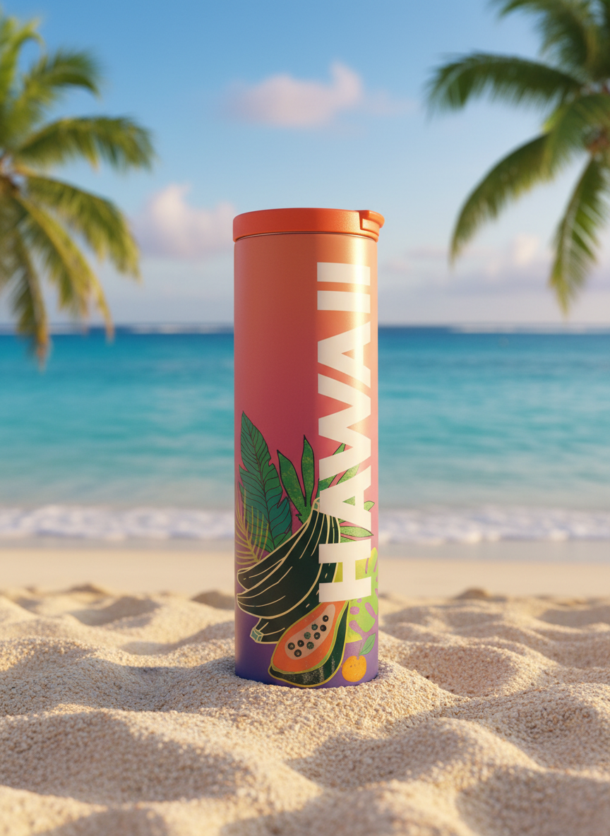 Starbucks Hawaii Collection: Limited Edition Tropical Fruit & Palm Stainless Steel Insulated Tumbler - 16oz