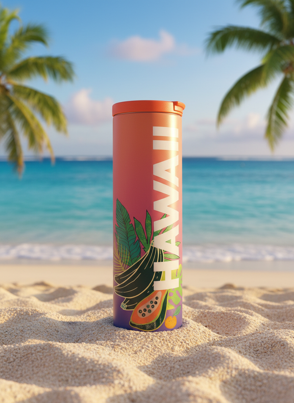 Starbucks Hawaii Collection: Limited Edition Tropical Fruit & Palm Stainless Steel Insulated Tumbler - 16oz