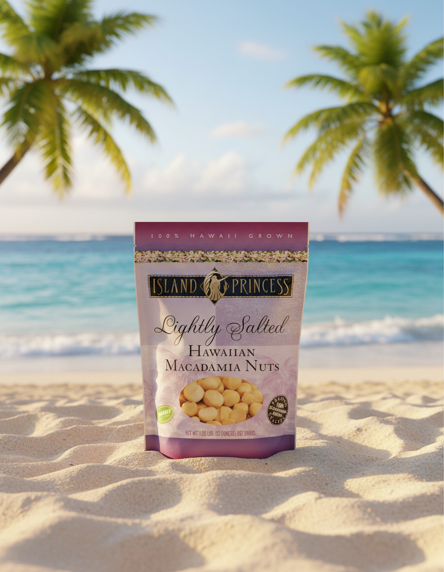 Island Princess Lightly Salted Hawaiian Premium Macadamia Nuts - 1.25 lb Resealable Bag