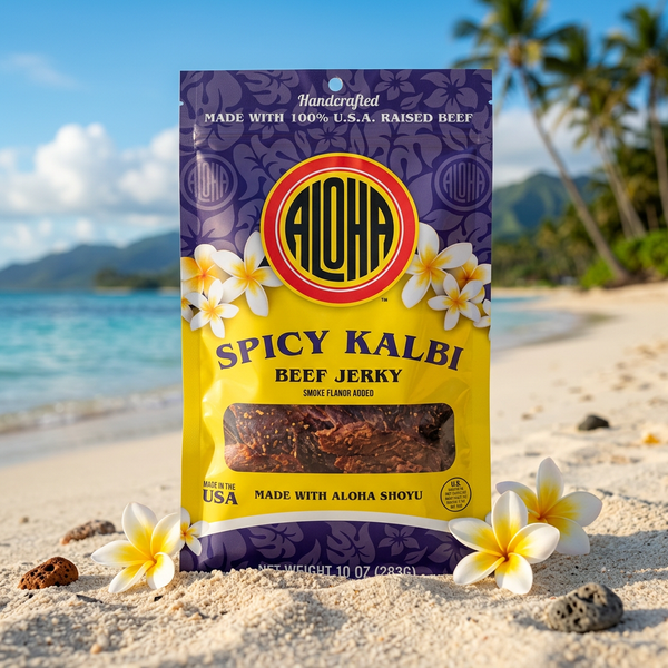 Aloha Spicy Kalbi Beef Jerky, Hawaiian Style, 10 oz Bag