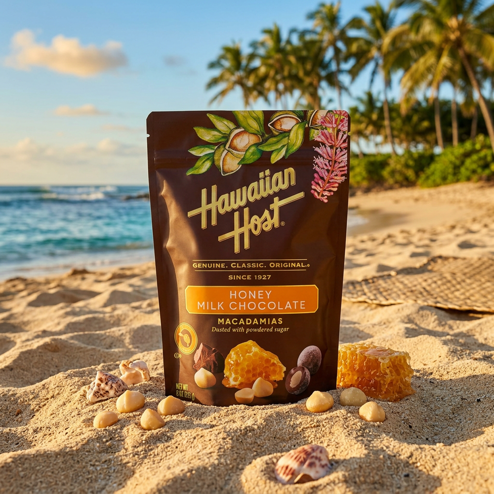 Hawaiian Host Paradise Honey Milk Chocolate Macadamia Nuts, 8 Oz Bag