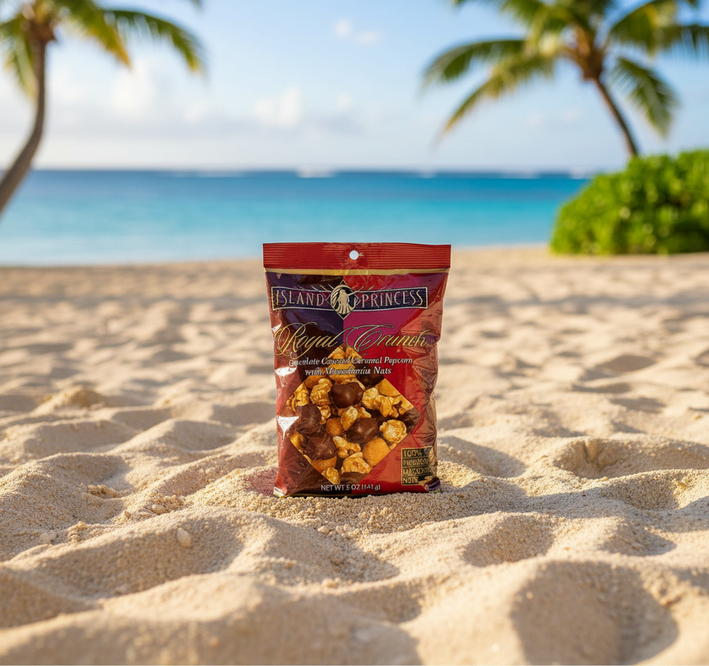 Island Princess Royal Crunch - Macadamia Nut Chocolate Covered Caramel Popcorn (5oz)