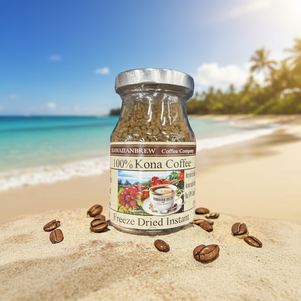 HawaiianBrew 100% Kona Coffee – Premium Freeze-Dried Instant, 1.5 oz Jar