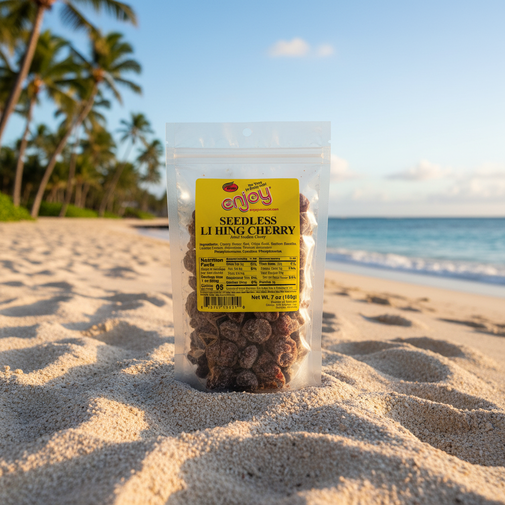 Enjoy Hawaii Seedless Li Hing Cherry - Original Island Style Dried Fruit (7oz Bag)