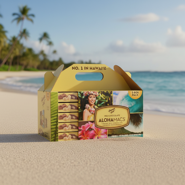 Hawaiian Host Alohamacs Milk Chocolate Covered Macadamia Nuts - 5-Box Gift Set (5 oz per Box)