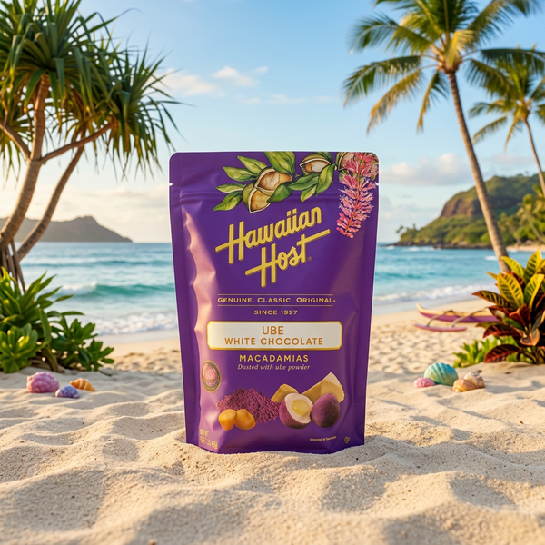 Hawaiian Host Ube White Chocolate Macadamia Nuts, Resealable 16 oz Bag