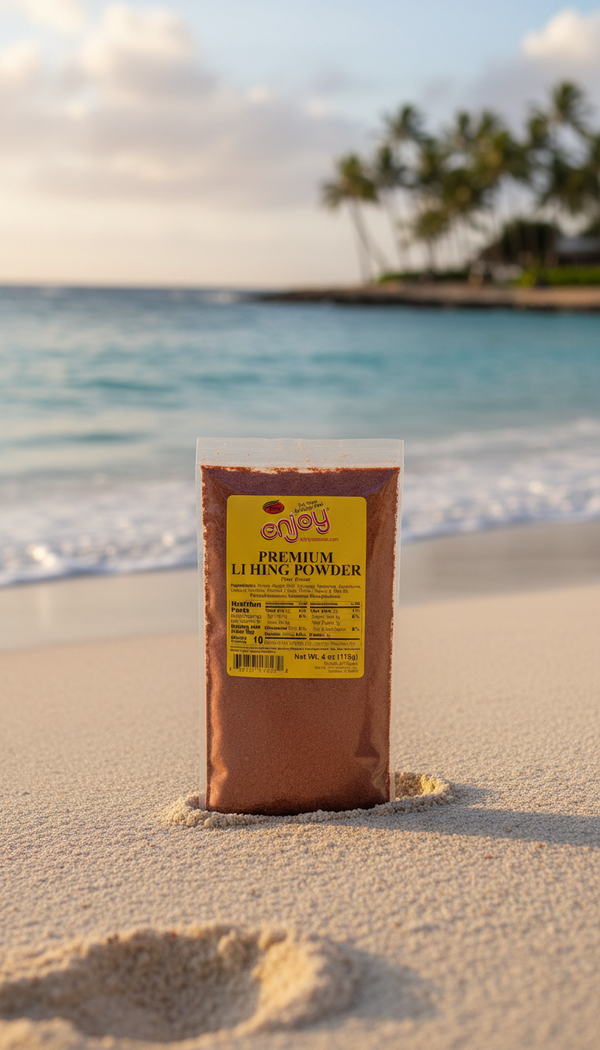 Enjoy Hawaii Li Hing Mui Plum Powder - Authentic Hawaiian Salty Sweet Seasoning (4 oz Bag)