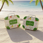 Honolulu Cookie Company Aloha Suitcase Tin - 20 Piece Tropical Shortbread Cookie Assortment - 10 Island-Inspired Flavors - Iconic Pineapple Shape Gift Box