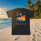 Maui Seaside Crew Neck Tee, Charcoal Heather, Premium Weight (S,M,L)