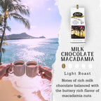 Hawaiian Isles Coffee Milk Chocolate Macadamia Light Roast - Gourmet Ground Coffee, 8oz Bag