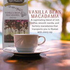 Hawaiian Isles Coffee Vanilla Bean Macadamia - Premium Light Roast Ground Arabica Coffee, 8oz Bag