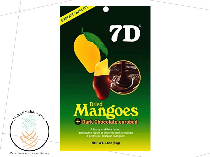 7D Dried Mangoes Dark Chocolate enrobed - 2.8oz (80g) bag