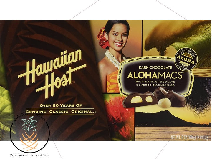 AlohaMacs Dark Chocolate Covered Macadamia Nuts 6oz Box