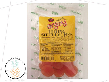 Enjoy Hawaii Li Hing Mui Sour Lychee Gummy Candy 3 oz. Bag