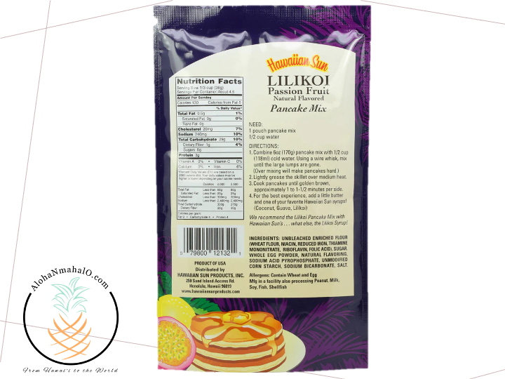 Hawaiian Sun Lilikoi Passion Fruit Pancake Mix 6 oz