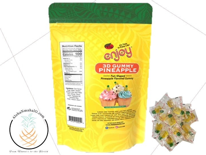 Enjoy 3D Gummy Pineapples - Fun Shaped Pineapple Flavored Gummy Candies, Large 28 Oz Bag