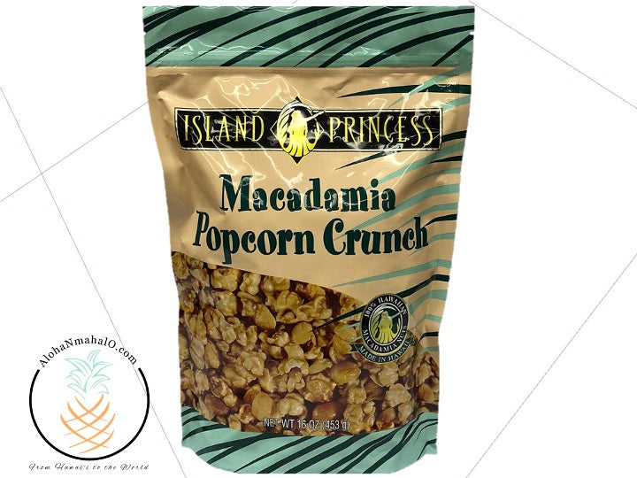 Island Princess Hawaiian Macadamia Nut Popcorn Crunch 16 oz. Bag
